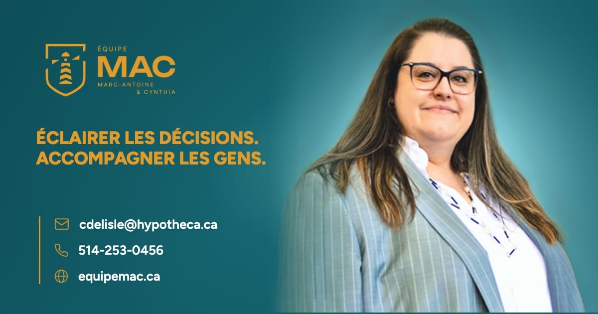 Cynthia Delisle, Courtière hypothécaire en financement résidentiel à Montréal | Equipe MAC | Hypotheca