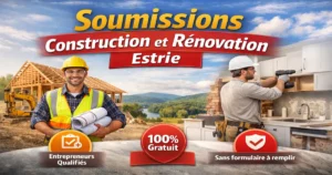 soumissions construction rénovation Estrie entrepreneurs qualifiés Estrie sans frais sans formulaire