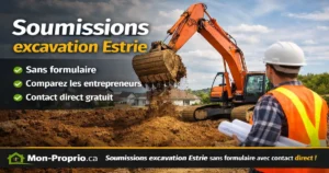 soumissions excavation Estrie entrepreneurs excavation Estrie comparateur excavation sans formulaire contact direct